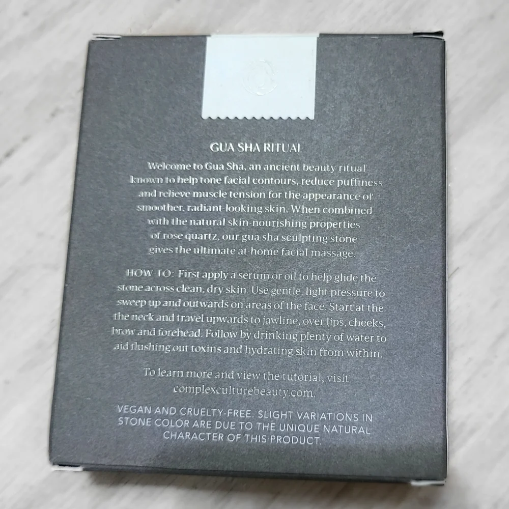 NIB Complex Culture Rose Quartz Gua Sha Sculpture Stone